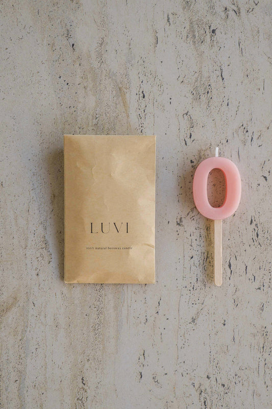 Beeswax Number Candles – Poppy Pink