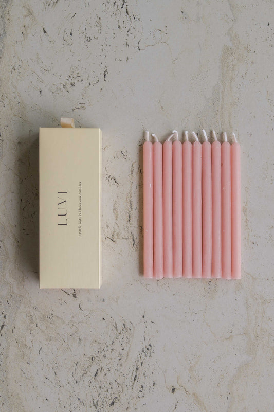 Beeswax Birthday Candles 10 Pack – Poppy Pink