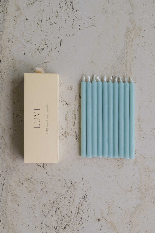 Beeswax Birthday Candles 10 Pack – Sage Green
