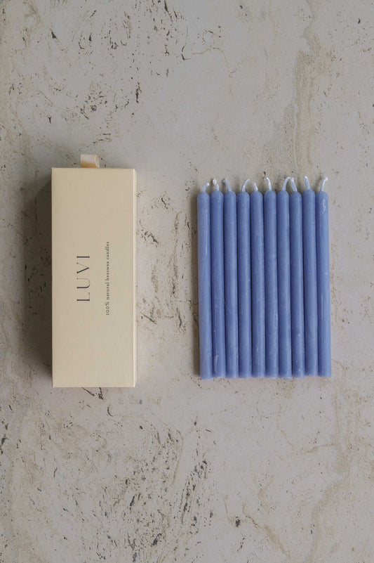 Beeswax Birthday Candles 10 Pack – Tide Blue